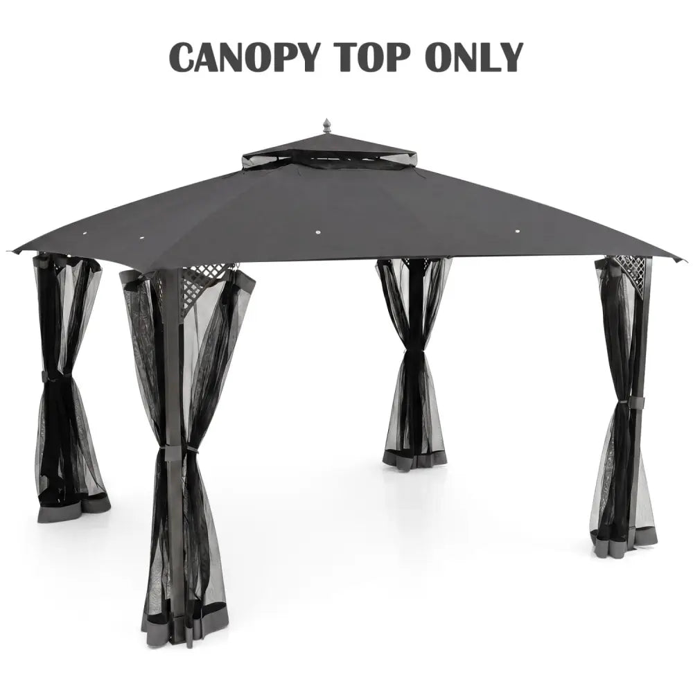 10 x 12 Feet Gazebo Replacement Top with Air Vent and Drainage Holes-Gray - Gray - Gazebos