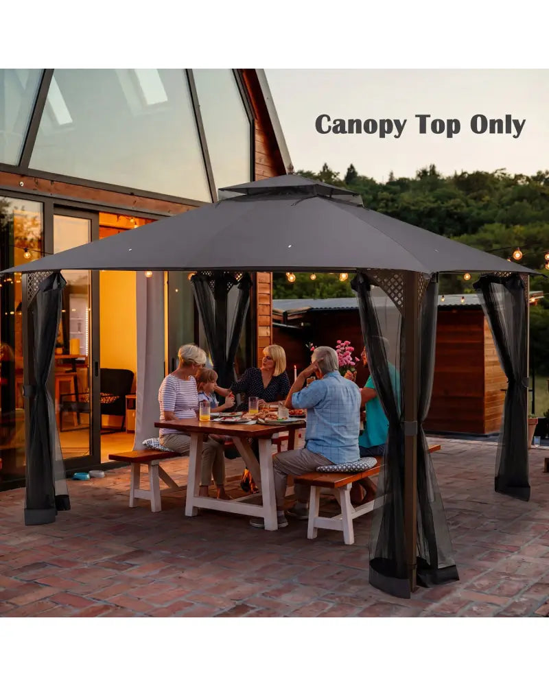 10 x 12 Feet Gazebo Replacement Top with Air Vent and Drainage Holes-Gray - Gray - Gazebos