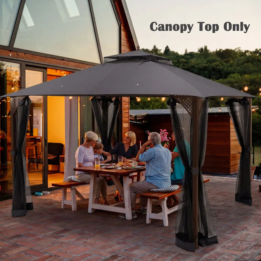 10 x 12 Feet Gazebo Replacement Top with Air Vent and Drainage Holes-Gray - Gray - Gazebos