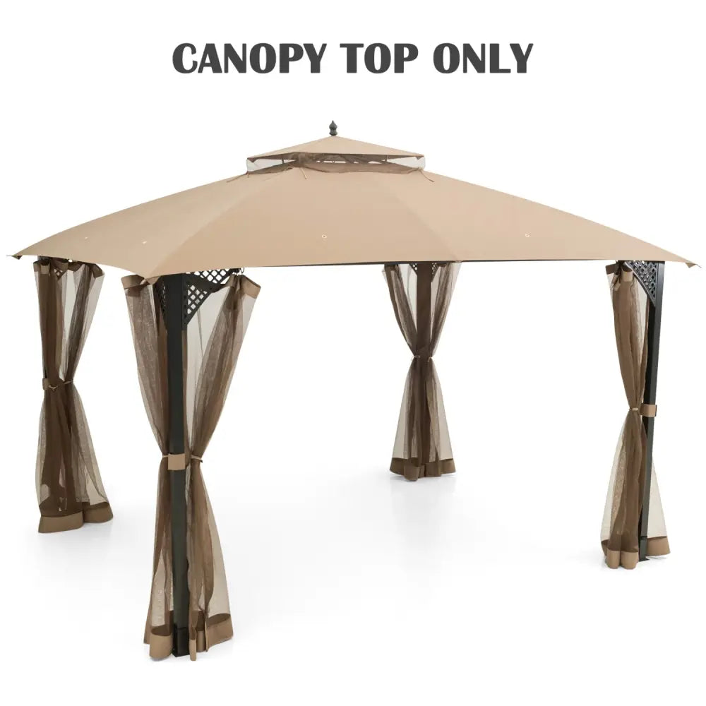 10 x 12 Feet Gazebo Replacement Top with Air Vent and Drainage Holes-Brown - Brown - Gazebos