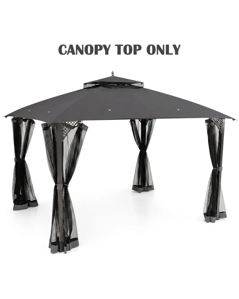 10 x 12 Feet Gazebo Replacement Top with Air Vent and Drainage Holes-Gray - Gray - Gazebos