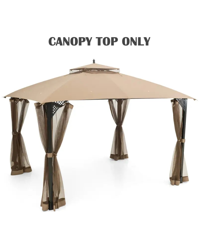 10 x 12 Feet Gazebo Replacement Top with Air Vent and Drainage Holes-Brown - Brown - Gazebos