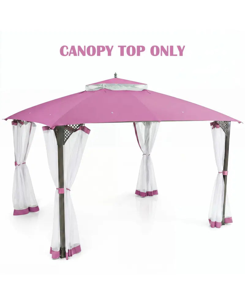 10 x 12 Feet Gazebo Replacement Top with Air Vent and Drainage Holes-Pink - Pink - Gazebos