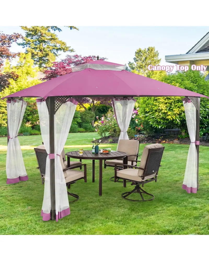 10 x 12 Feet Gazebo Replacement Top with Air Vent and Drainage Holes-Pink - Pink - Gazebos