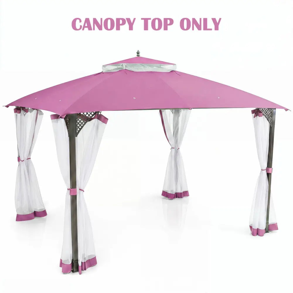 10 x 12 Feet Gazebo Replacement Top with Air Vent and Drainage Holes-Pink - Pink - Gazebos