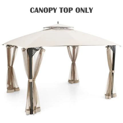10 x 12 Feet Gazebo Replacement Top with Air Vent and Drainage Holes-Beige - Beige - Gazebos