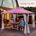 10 x 12 Feet Gazebo Replacement Top with Air Vent and Drainage Holes-Pink - Pink - Gazebos
