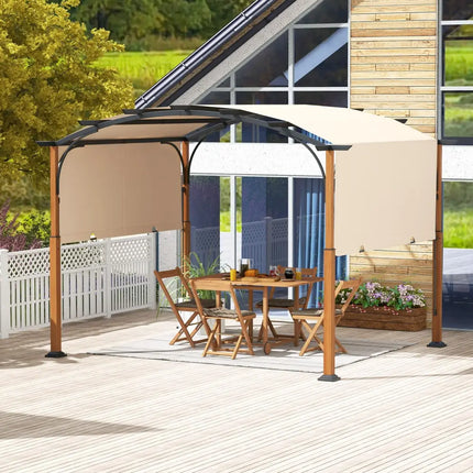 10 x 12 FT Outdoor Retractable Pergola with Retractable Canopy for Patio-Beige - Beige - Gazebos