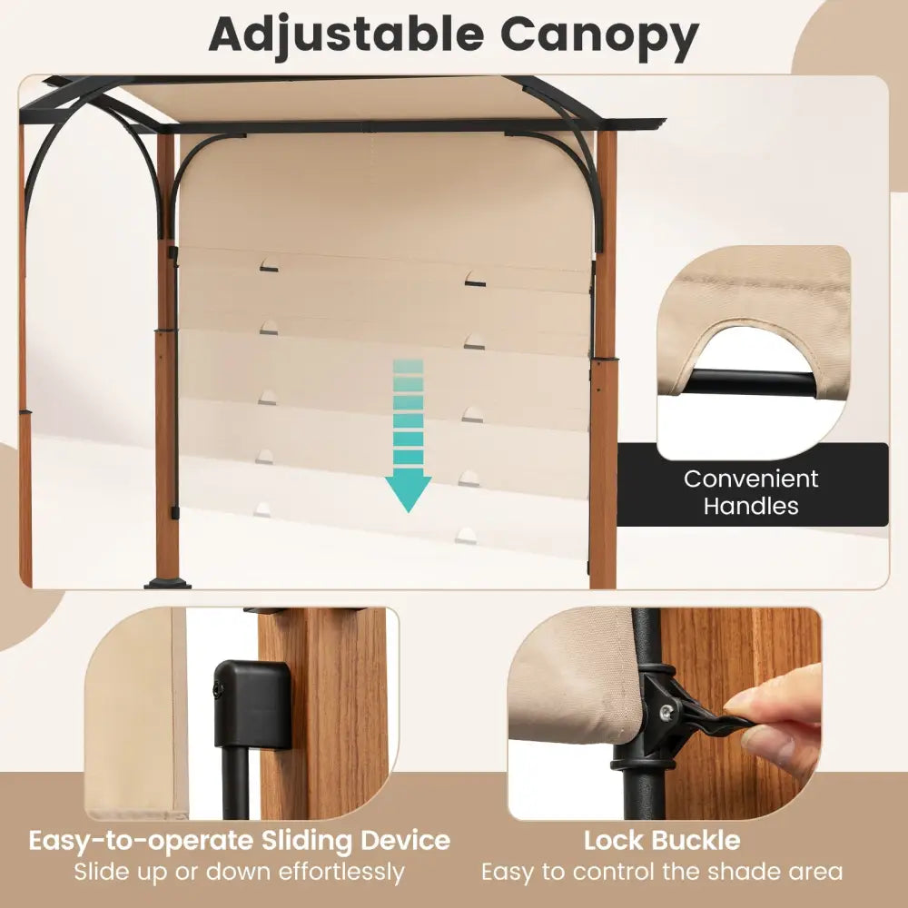 10 x 12 FT Outdoor Retractable Pergola with Retractable Canopy for Patio-Beige - Beige - Gazebos