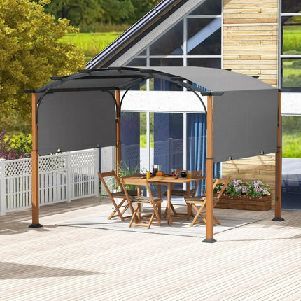 10 x 12 FT Outdoor Retractable Pergola with Retractable Canopy for Patio-Gray - Gray - Gazebos