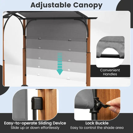 10 x 12 FT Outdoor Retractable Pergola with Retractable Canopy for Patio-Gray - Gray - Gazebos