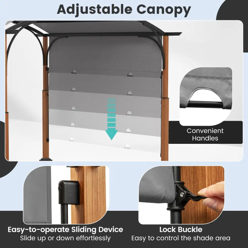 10 x 12 FT Outdoor Retractable Pergola with Retractable Canopy for Patio-Gray - Gray - Gazebos