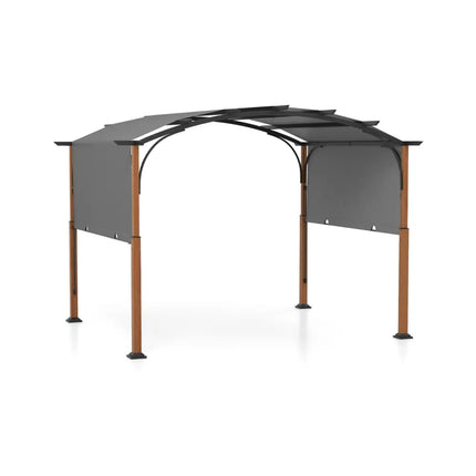 10 x 12 FT Outdoor Retractable Pergola with Retractable Canopy for Patio-Gray - Gray - Gazebos