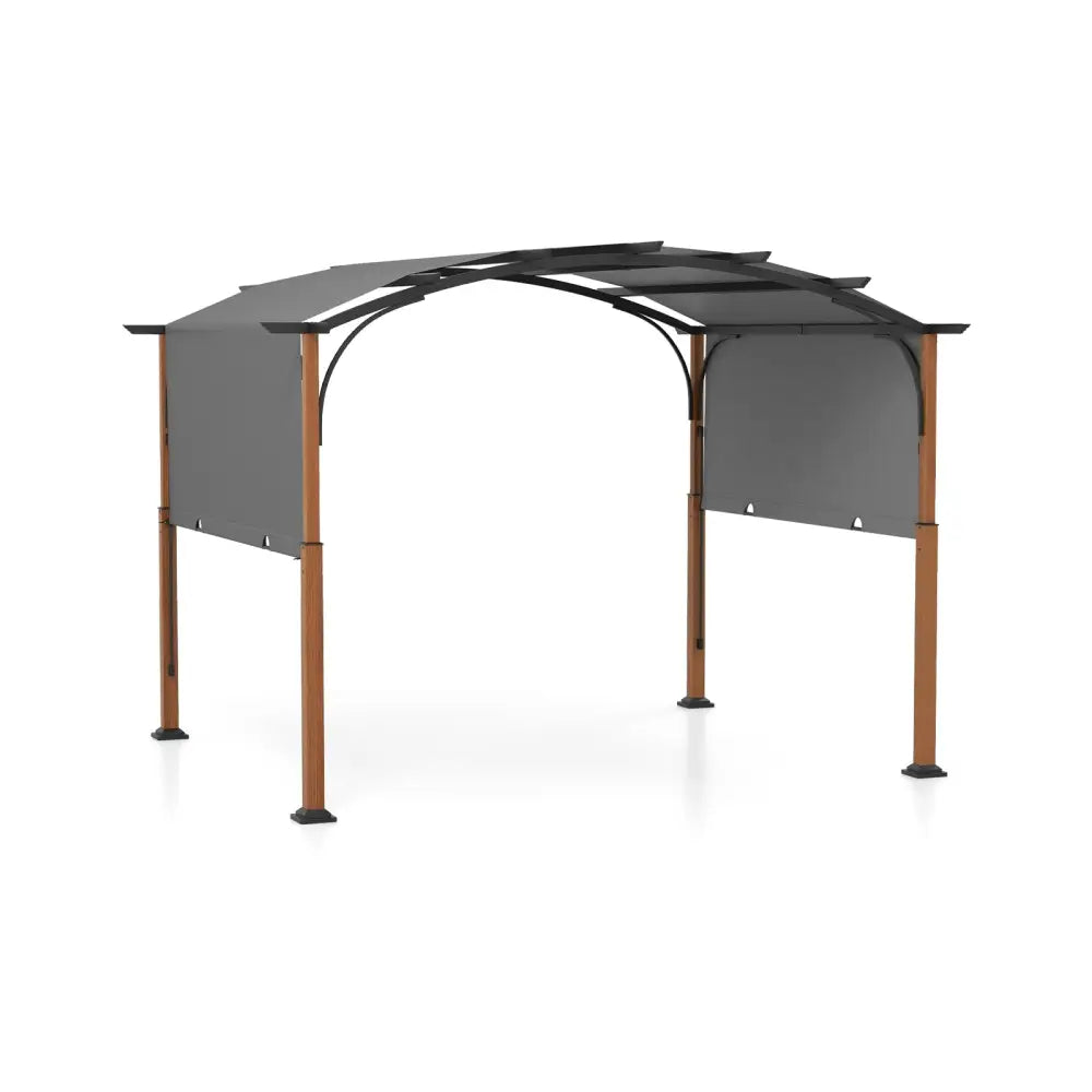10 x 12 FT Outdoor Retractable Pergola with Retractable Canopy for Patio-Gray - Gray - Gazebos