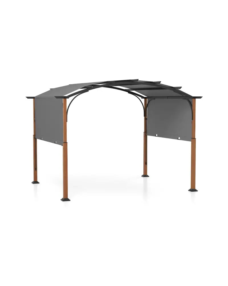 10 x 12 FT Outdoor Retractable Pergola with Retractable Canopy for Patio-Gray - Gray - Gazebos