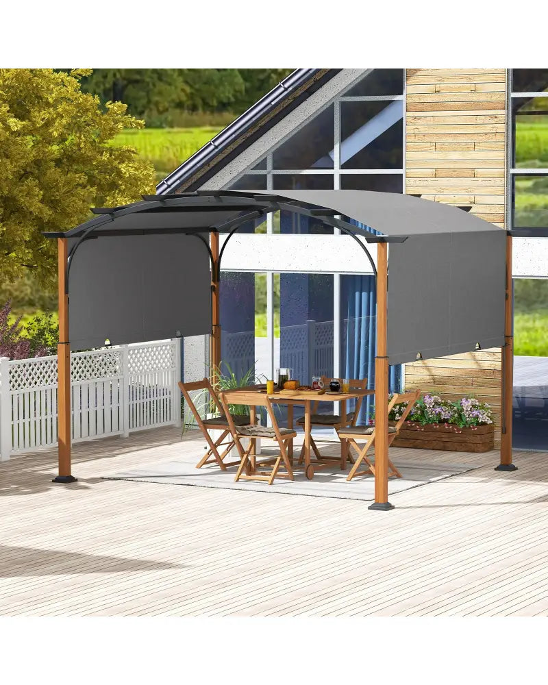 10 x 12 FT Outdoor Retractable Pergola with Retractable Canopy for Patio-Gray - Gray - Gazebos
