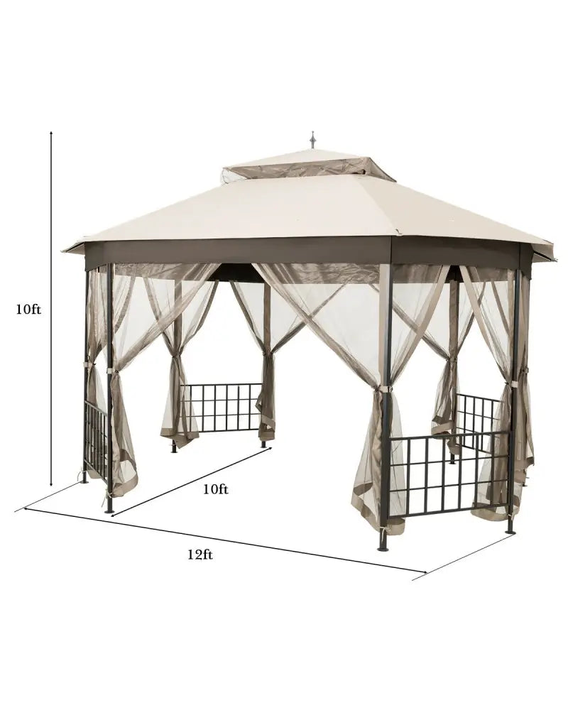 10€™x 12€™ Octagonal Patio Gazebo-Beige - Beige - Gazebos