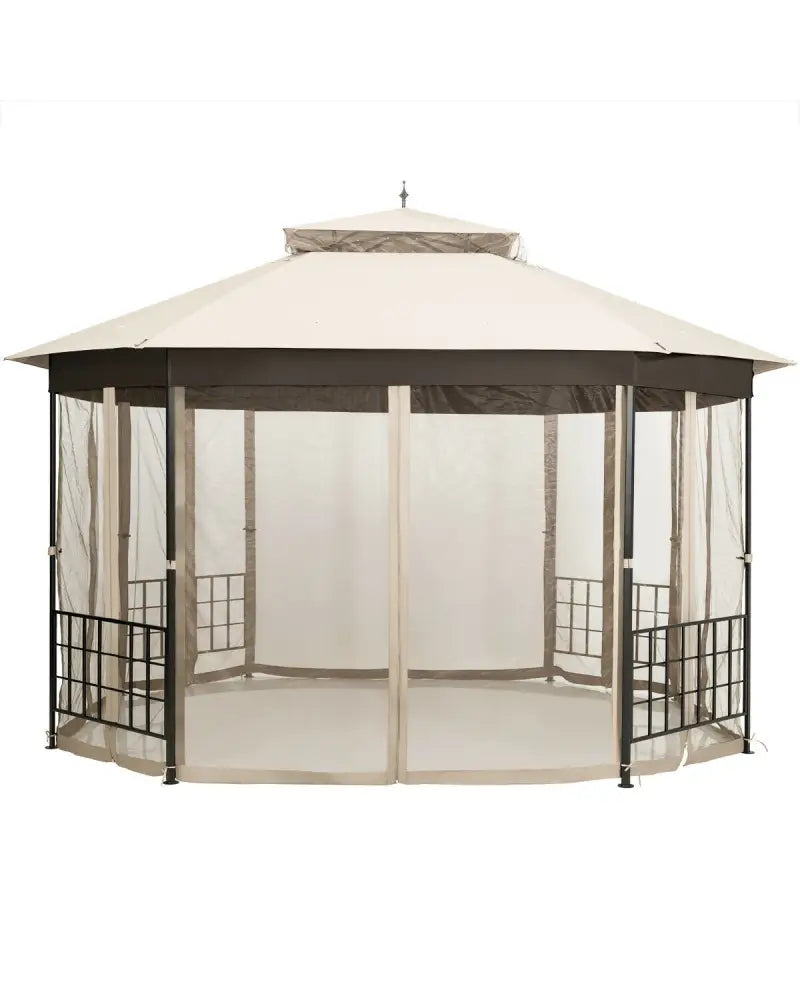 10€™x 12€™ Octagonal Patio Gazebo-Beige - Beige - Gazebos