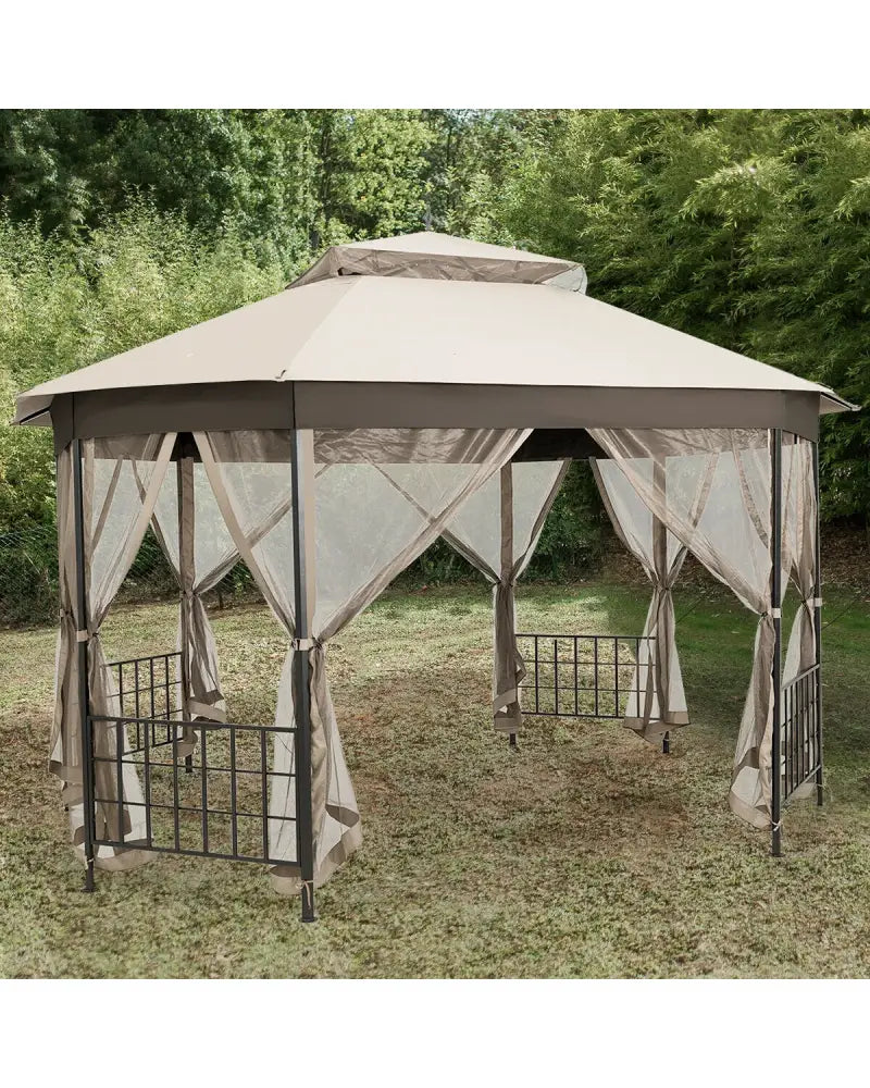 10€™x 12€™ Octagonal Patio Gazebo-Beige - Beige - Gazebos