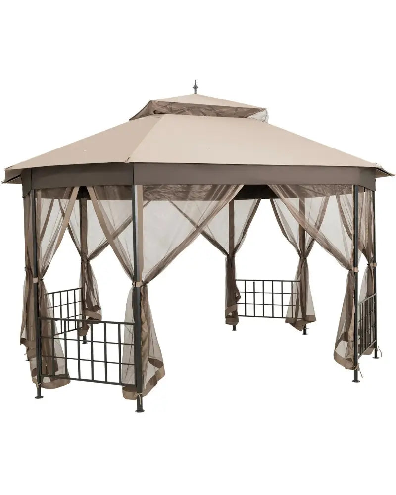 10€™x 12€™ Octagonal Patio Gazebo-Brown - Brown - Gazebos