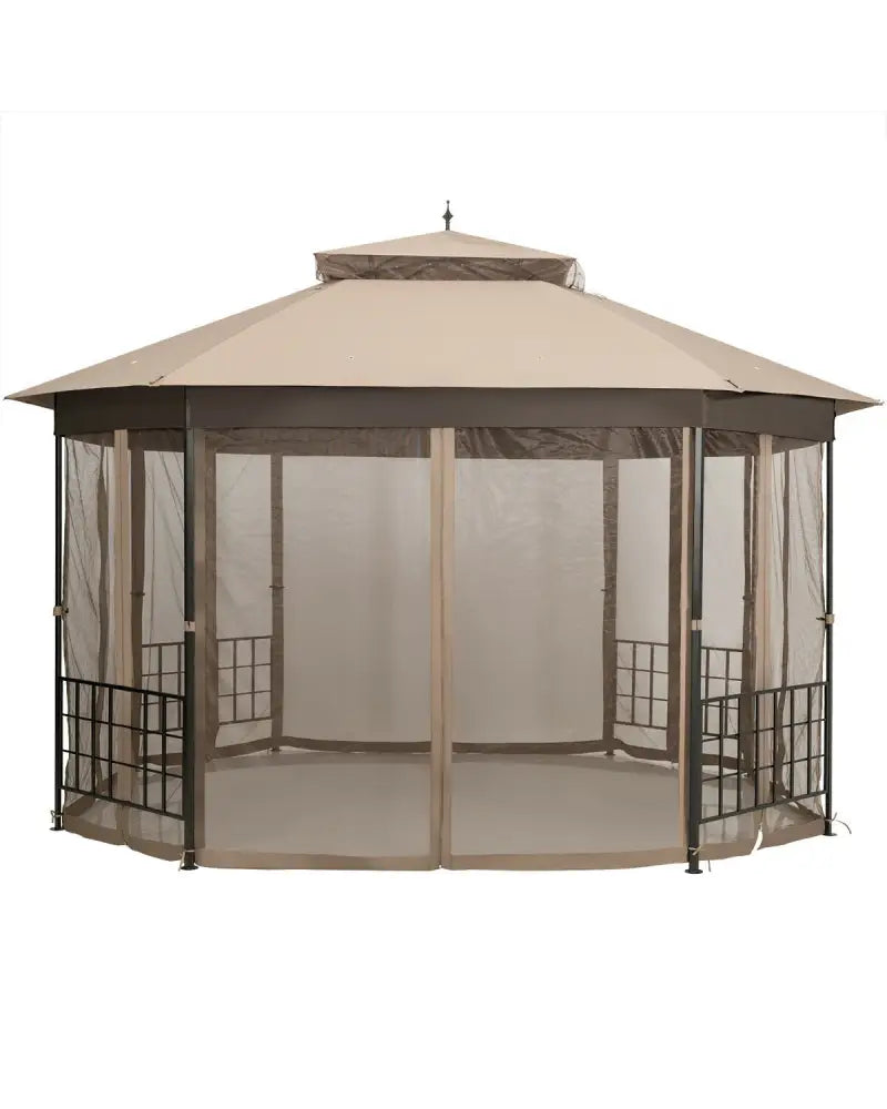 10€™x 12€™ Octagonal Patio Gazebo-Brown - Brown - Gazebos