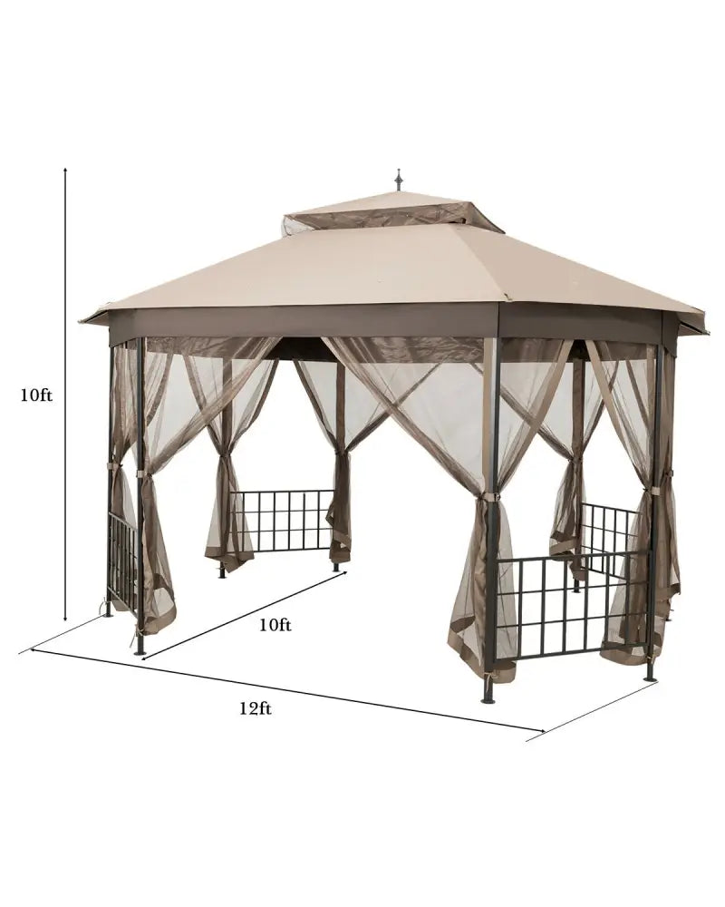 10€™x 12€™ Octagonal Patio Gazebo-Brown - Brown - Gazebos