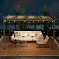 10 x 13 Feet Outdoor Aluminum Retractable Pergola Canopy Shelter-Beige - Beige - Gazebos