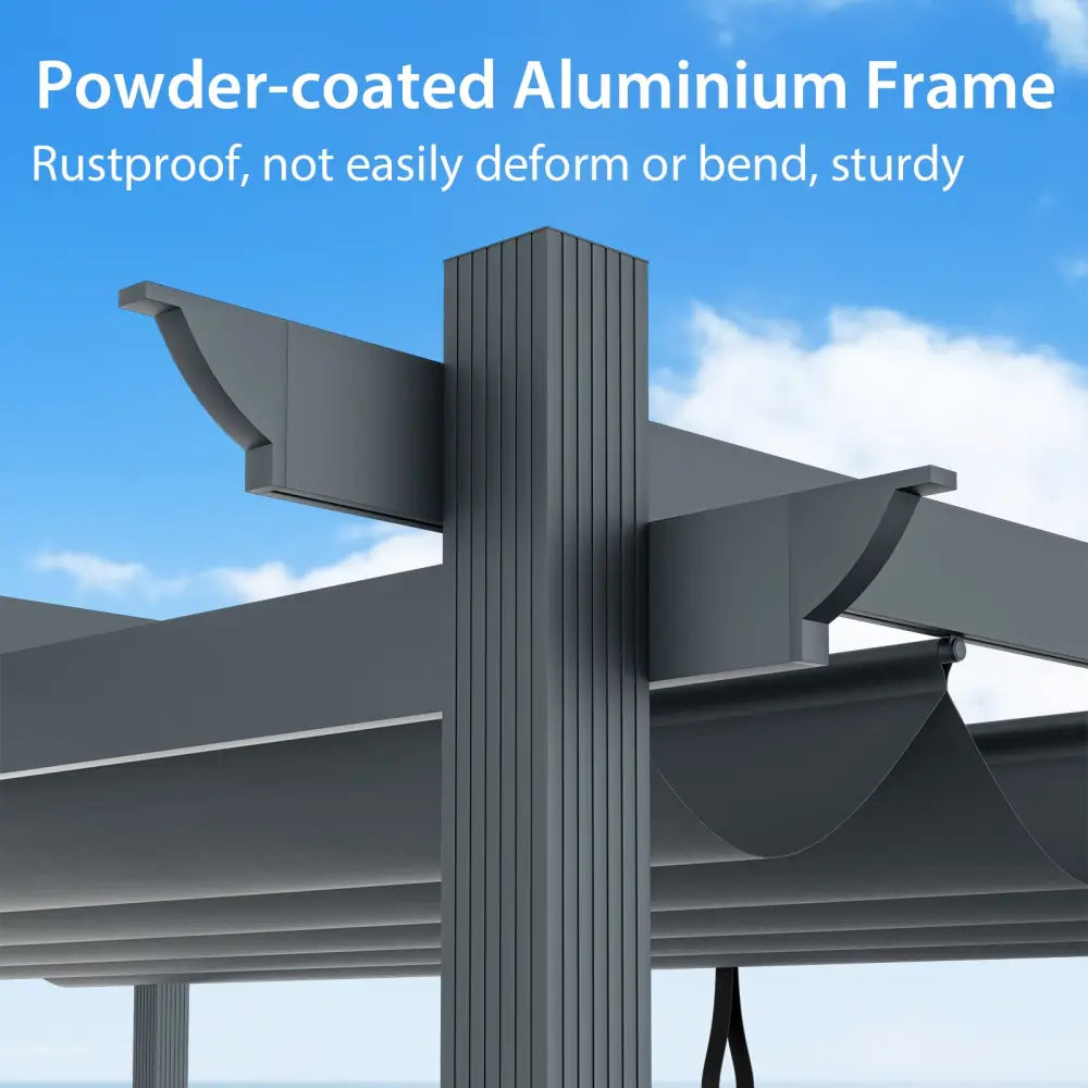 10 x 13 Feet Outdoor Aluminum Retractable Pergola Canopy Shelter-Gray - Gray - Gazebos