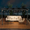 10 x 13 Feet Outdoor Aluminum Retractable Pergola Canopy Shelter-Gray - Gray - Gazebos