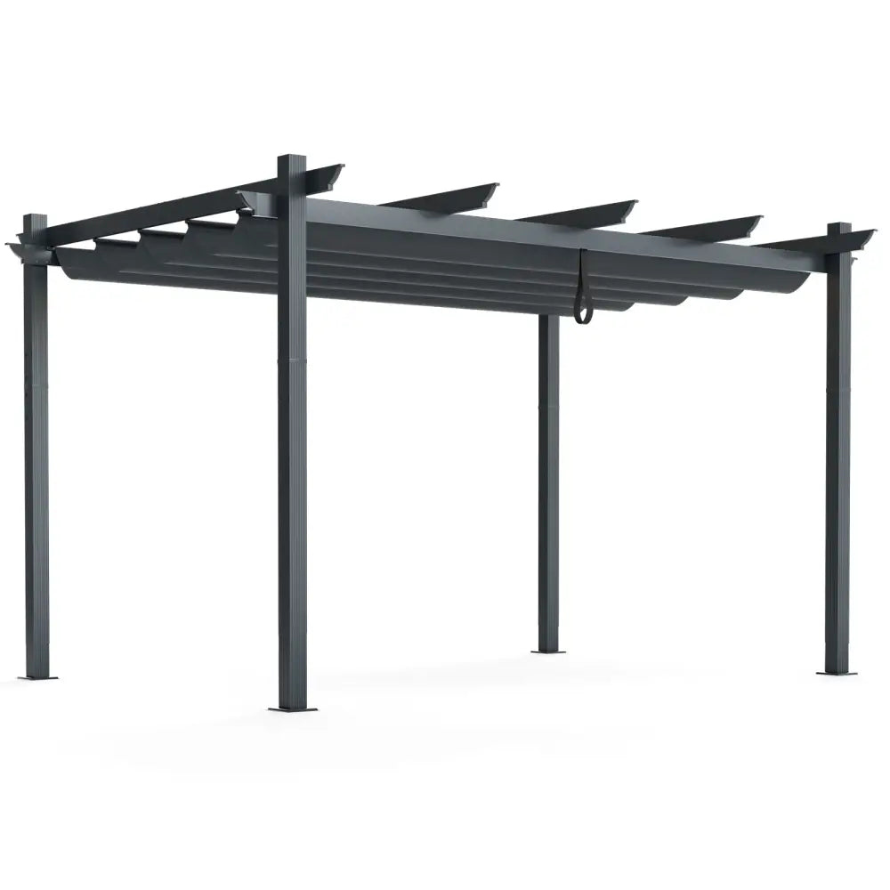 10 x 13 Feet Outdoor Aluminum Retractable Pergola Canopy Shelter-Gray - Gray - Gazebos