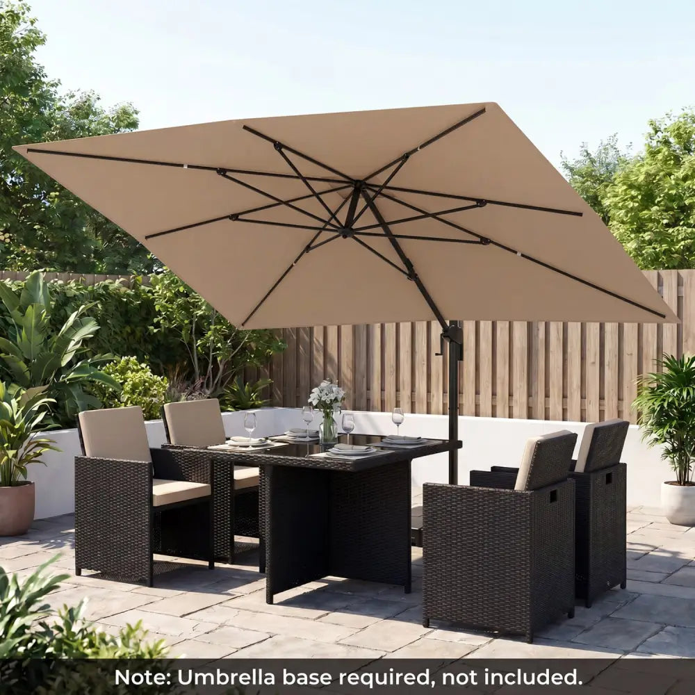 10 x 13 FT Cantilever Patio Umbrella with 360-Degree Rotation and 5 Tilt Positions-Brown - Brown - Outdoor Umbrellas