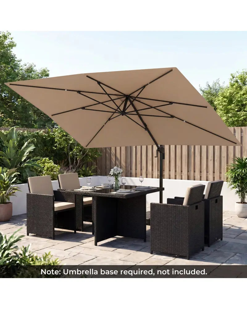 10 x 13 FT Cantilever Patio Umbrella with 360-Degree Rotation and 5 Tilt Positions-Brown - Brown - Outdoor Umbrellas