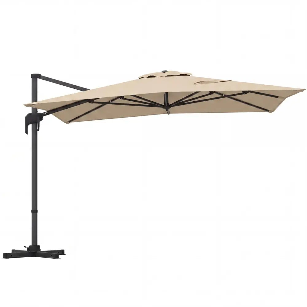 10 x 13 FT Cantilever Patio Umbrella with 360-Degree Rotation and 5 Tilt Positions-Beige - Beige - Outdoor Umbrellas