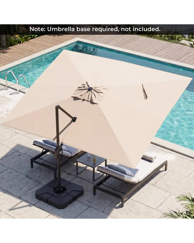 10 x 13 FT Cantilever Patio Umbrella with 360-Degree Rotation and 5 Tilt Positions-Beige - Beige - Outdoor Umbrellas