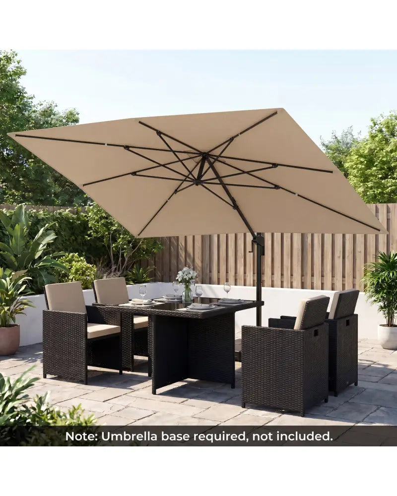 10 x 13 FT Cantilever Patio Umbrella with 360-Degree Rotation and 5 Tilt Positions-Beige - Beige - Outdoor Umbrellas