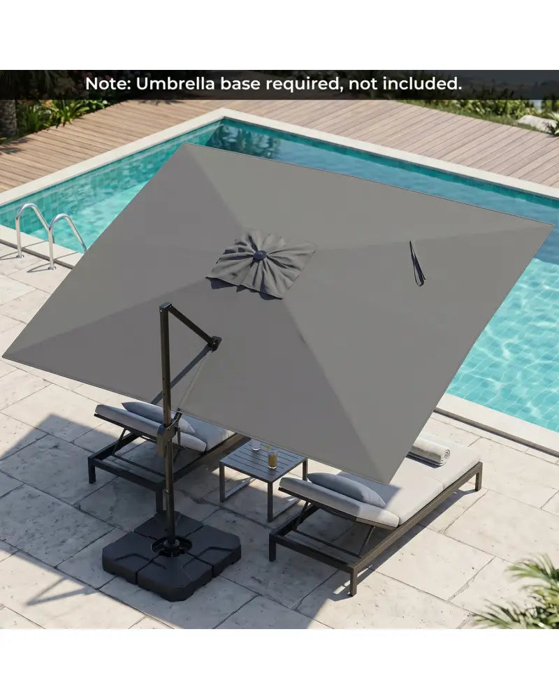10 x 13 FT Cantilever Patio Umbrella with 360-Degree Rotation and 5 Tilt Positions-Gray - Gray - Outdoor Umbrellas