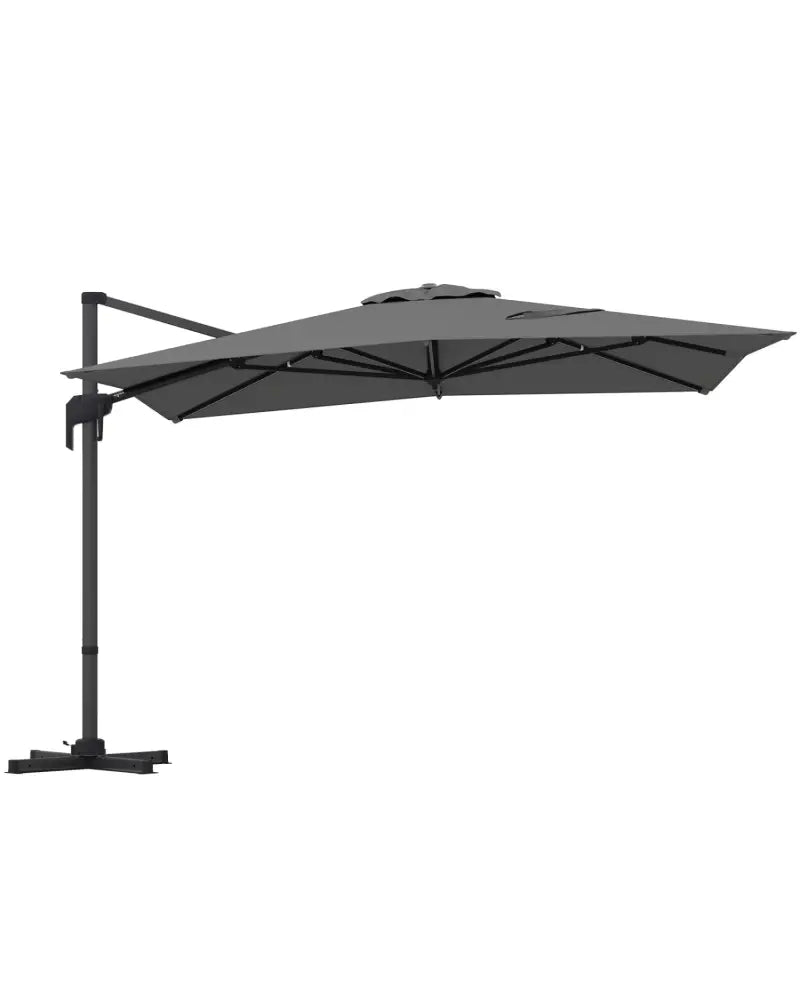 10 x 13 FT Cantilever Patio Umbrella with 360-Degree Rotation and 5 Tilt Positions-Gray - Gray - Outdoor Umbrellas