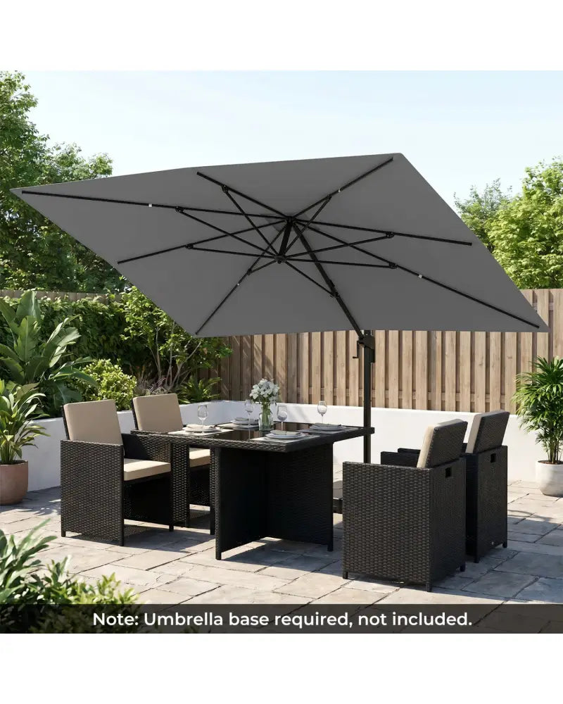 10 x 13 FT Cantilever Patio Umbrella with 360-Degree Rotation and 5 Tilt Positions-Gray - Gray - Outdoor Umbrellas
