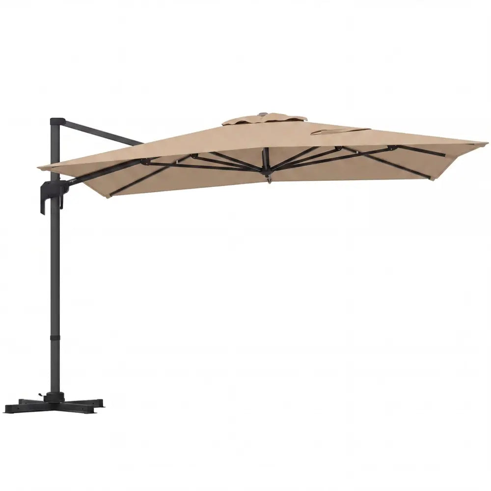 10 x 13 FT Cantilever Patio Umbrella with 360-Degree Rotation and 5 Tilt Positions-Brown - Brown - Outdoor Umbrellas