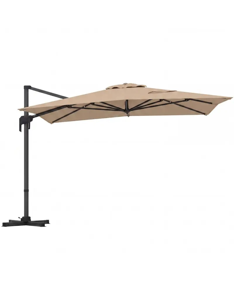 10 x 13 FT Cantilever Patio Umbrella with 360-Degree Rotation and 5 Tilt Positions-Brown - Brown - Outdoor Umbrellas