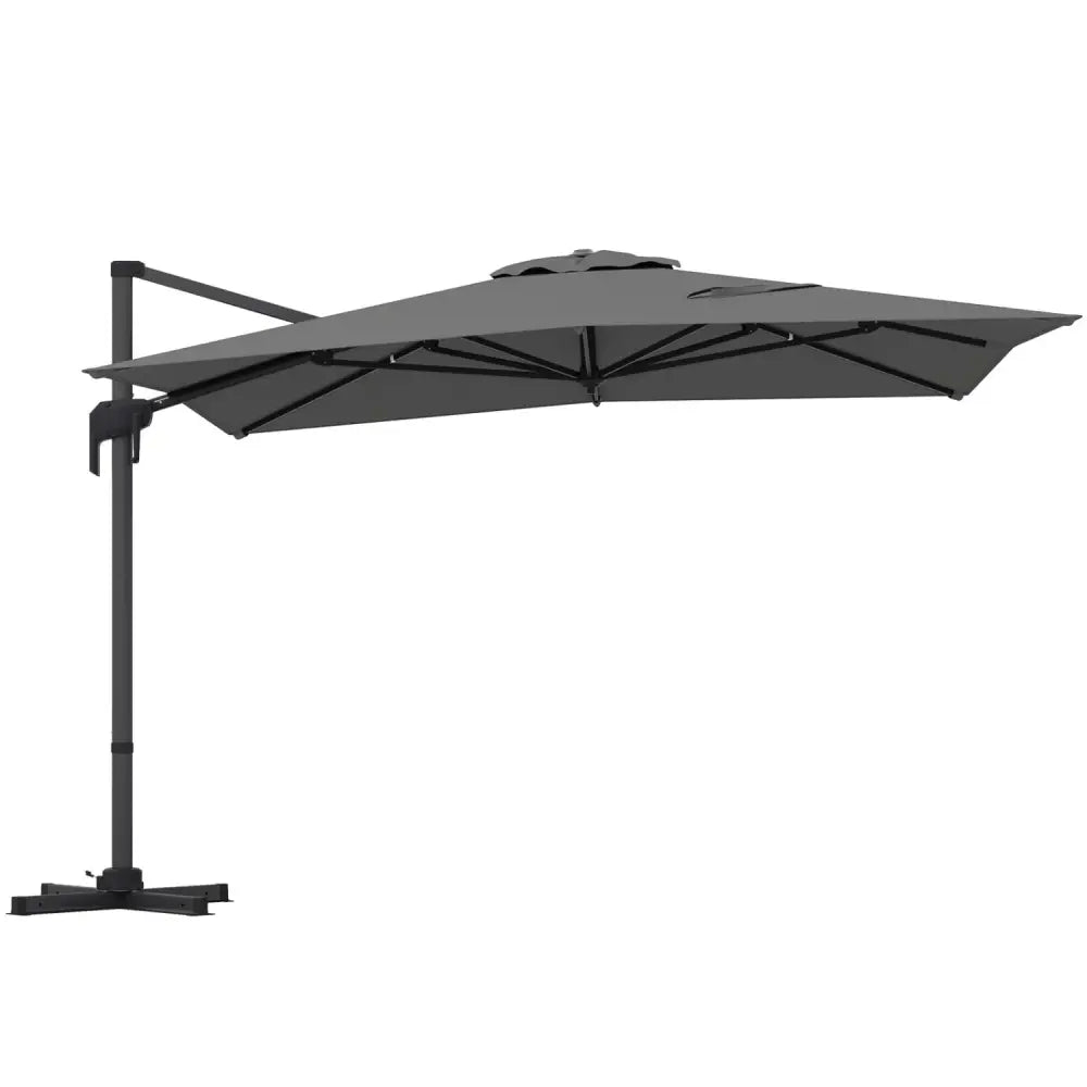 10 x 13 FT Cantilever Patio Umbrella with 360-Degree Rotation and 5 Tilt Positions-Gray - Gray - Outdoor Umbrellas