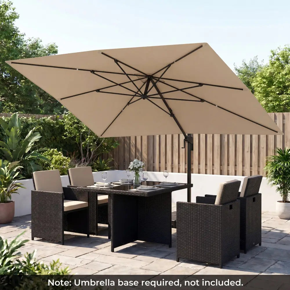 10 x 13 FT Cantilever Patio Umbrella with 360-Degree Rotation and 5 Tilt Positions-Beige - Beige - Outdoor Umbrellas