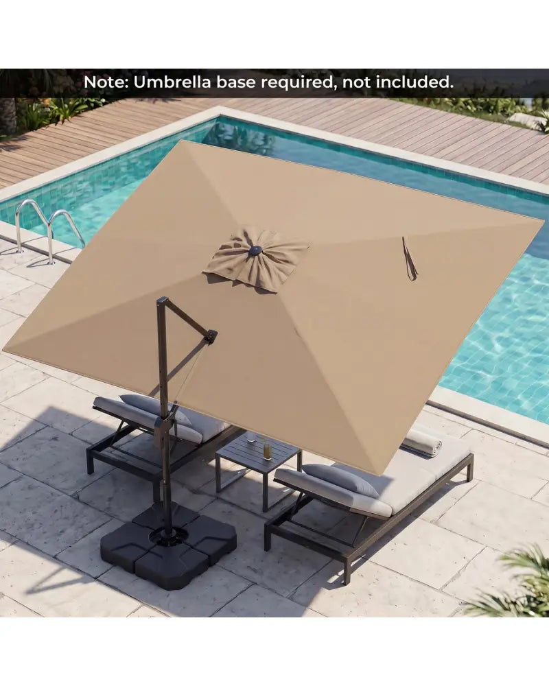 10 x 13 FT Cantilever Patio Umbrella with 360-Degree Rotation and 5 Tilt Positions-Brown - Brown - Outdoor Umbrellas