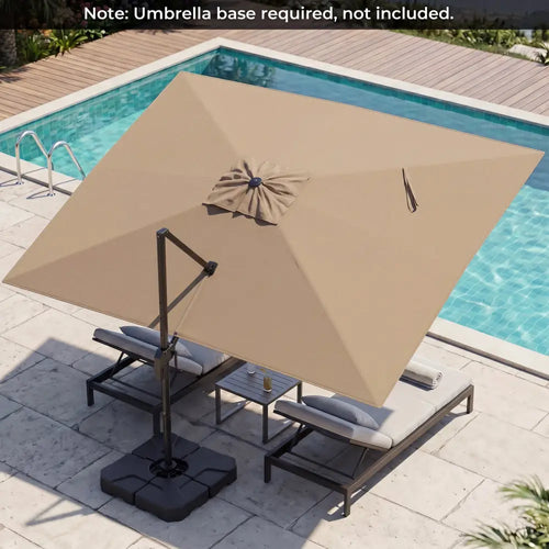 10 x 13 FT Cantilever Patio Umbrella with 360-Degree Rotation and 5 Tilt Positions-Brown - Brown - Outdoor Umbrellas