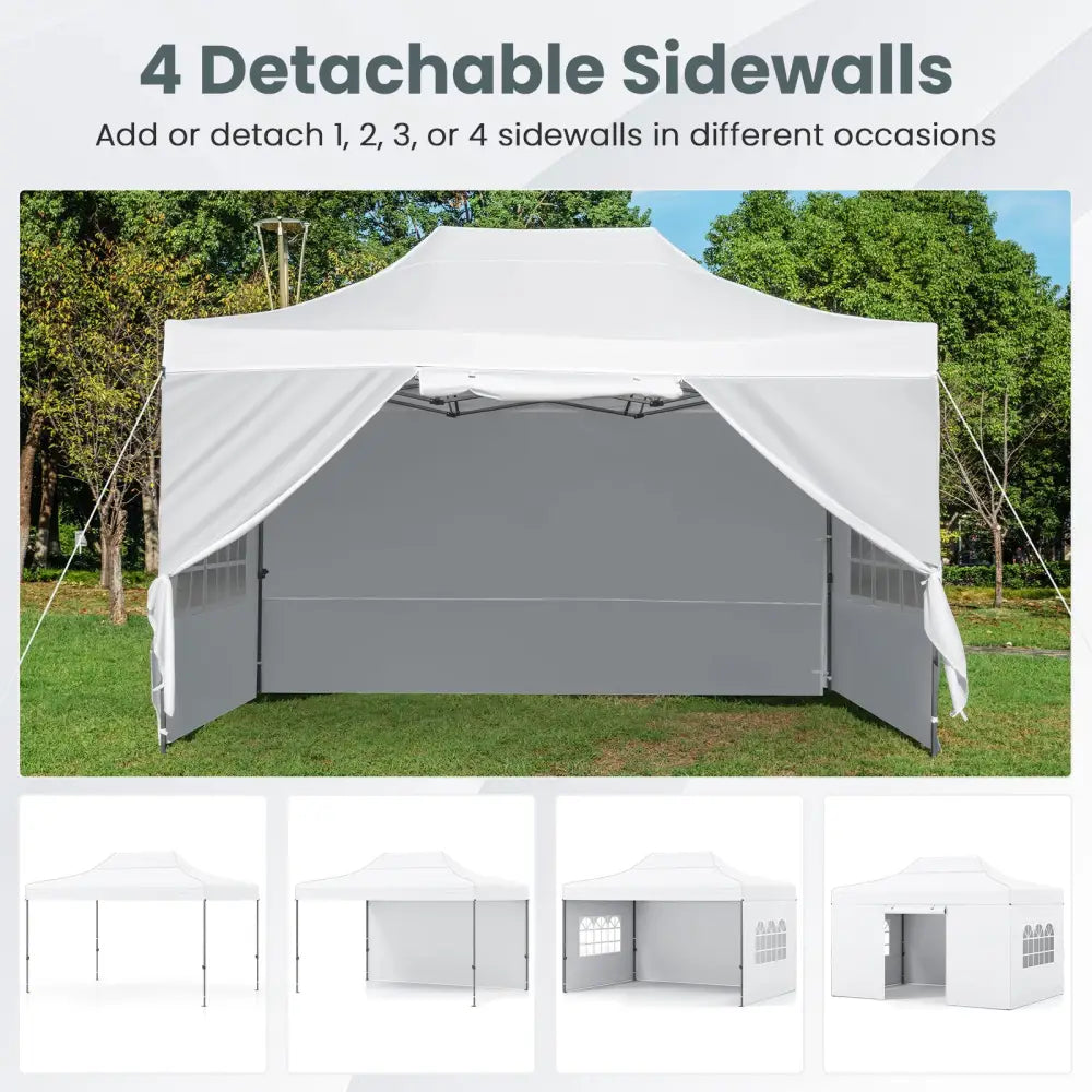 10 X 14 FT Pop up Canopy Tent Outdoor Patio Commercial Sunshade Shelter-White - White - Canopies