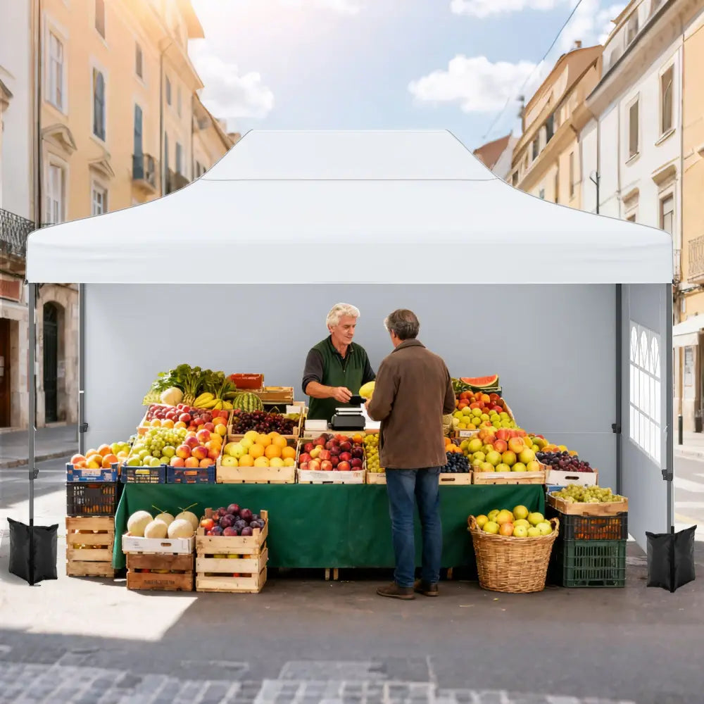 10 X 14 FT Pop up Canopy Tent Outdoor Patio Commercial Sunshade Shelter-White - White - Canopies