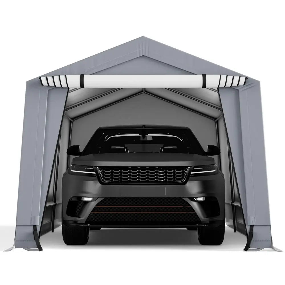 10 x 16/10 x 20 Feet Outdoor Heavy-Duty Carport with 2 Doors-10 x 16 ft - Gray - Carports