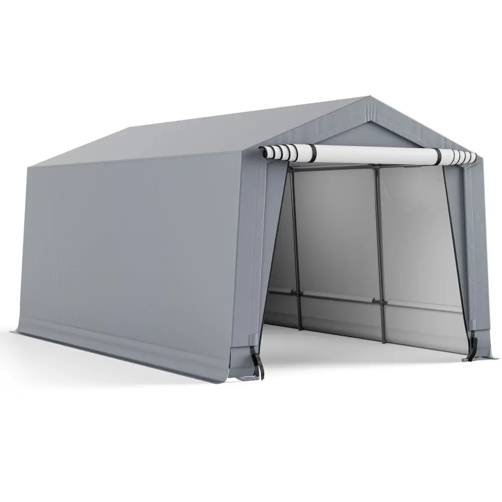 10 x 16/10 x 20 Feet Outdoor Heavy-Duty Carport with 2 Doors-10 x 16 ft - Gray - Carports