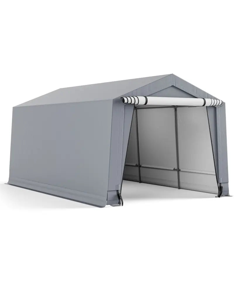 10 x 16/10 x 20 Feet Outdoor Heavy-Duty Carport with 2 Doors-10 x 16 ft - Gray - Carports