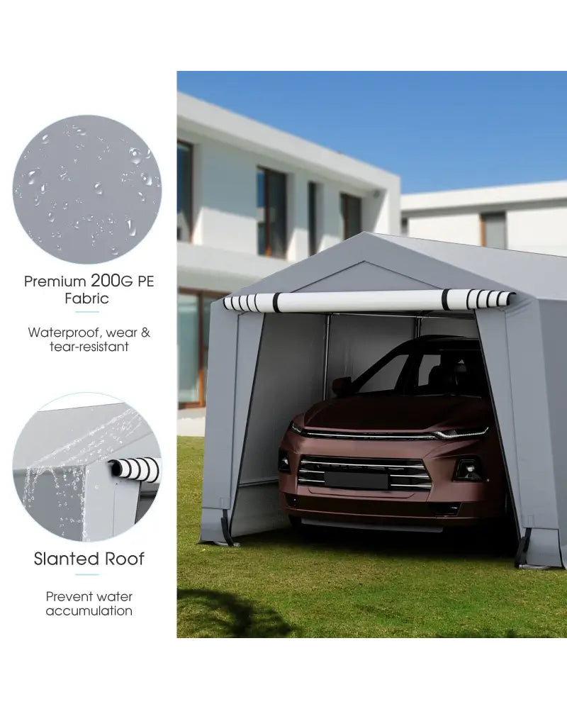 10 x 16/10 x 20 Feet Outdoor Heavy-Duty Carport with 2 Doors-10 x 20 ft - Gray - Carports